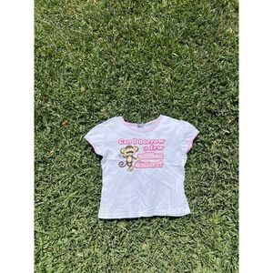 Bobby Jack Vintage Ringer Baby T-Shirt Juniors XL Graphic Y2K Monkey